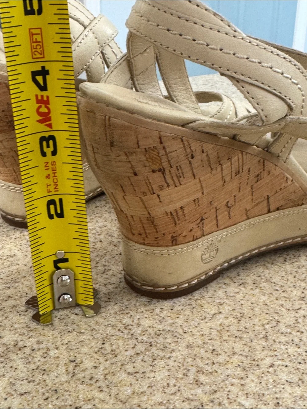 Timberland Earthkeepers 8045R Cream Leather Wedge Sandals Cork 7.5 Anti Fatigue